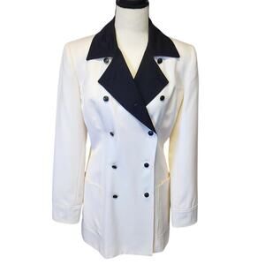 Wathne Equestrian Double Breasted Off White Wool Blazer Jacket Made USA Size 6